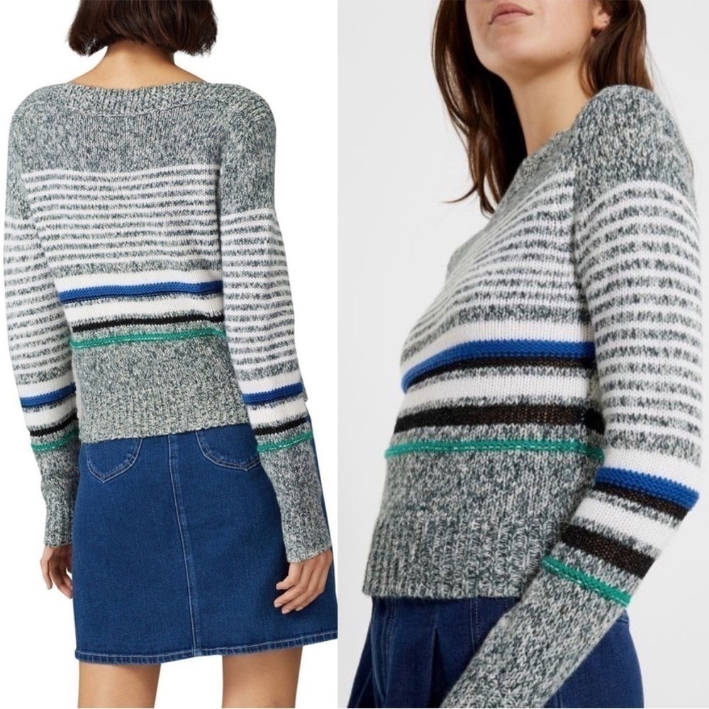 See by Chloe Striped Nightfall Green Sweater Designer Metallic Women’s Medium
